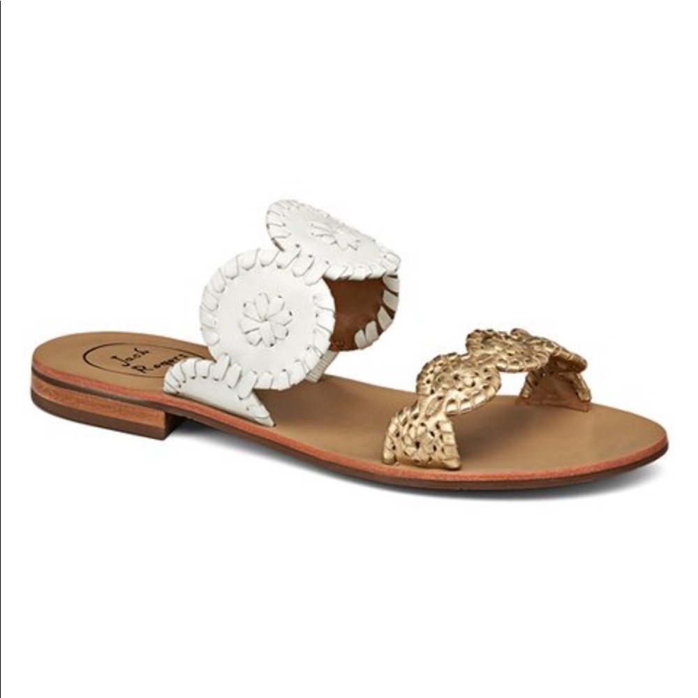 JACK ROGERS White & Gold Lauren Sandal